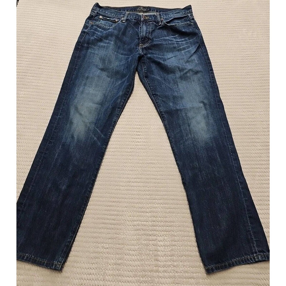Lucky Brand Jeans Mens 36 X 32 Original Straight Medium Dark Wash 5 Pocket Denim
